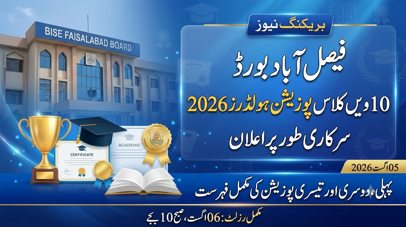 10th Class Position Holders 2026 Faisalabad Board Officially Announced